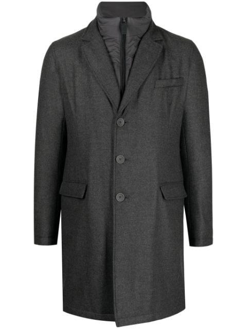 hybrid high-neck single-breasted coat by HERNO