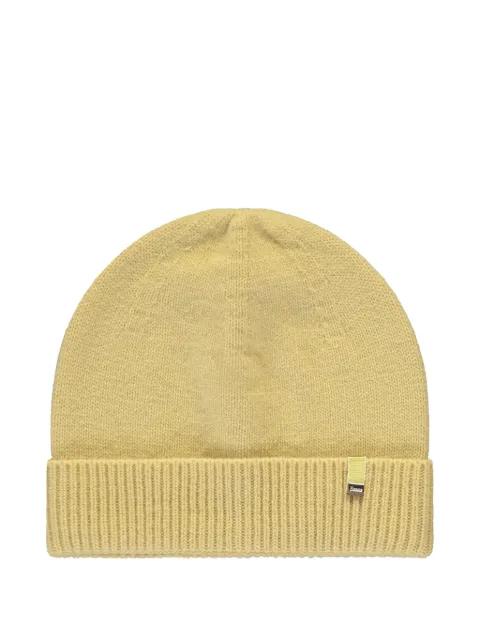 knitted logo-plaque beanie hat by HERNO