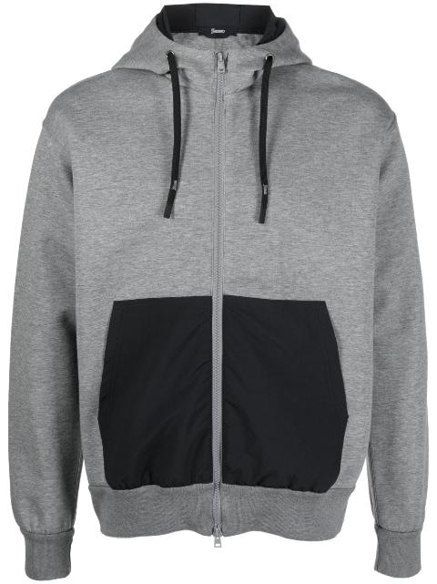 layered-effect cotton-blend hoodie by HERNO