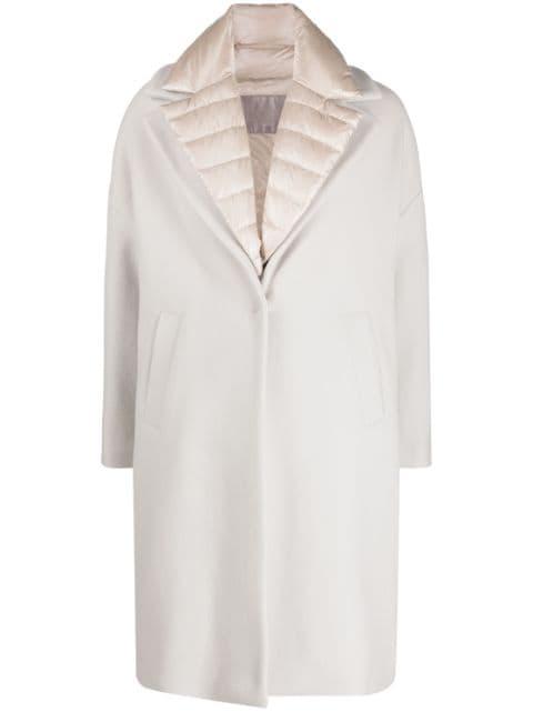layered wool-blend and quilted coat by HERNO