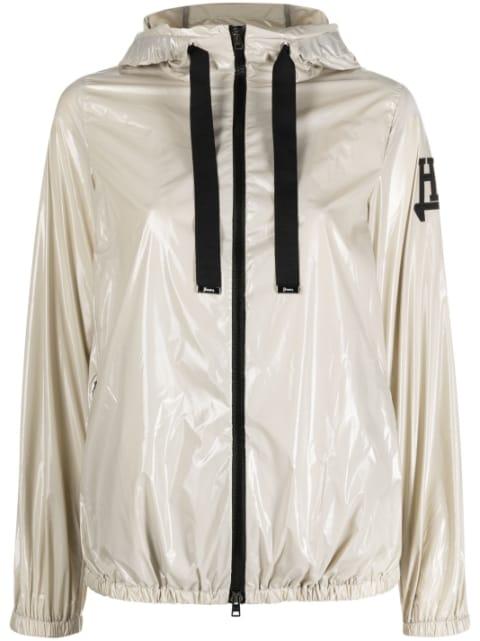 logo-patch hoodied jacket by HERNO