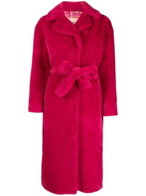notched-collar faux-shearling coat by HERNO