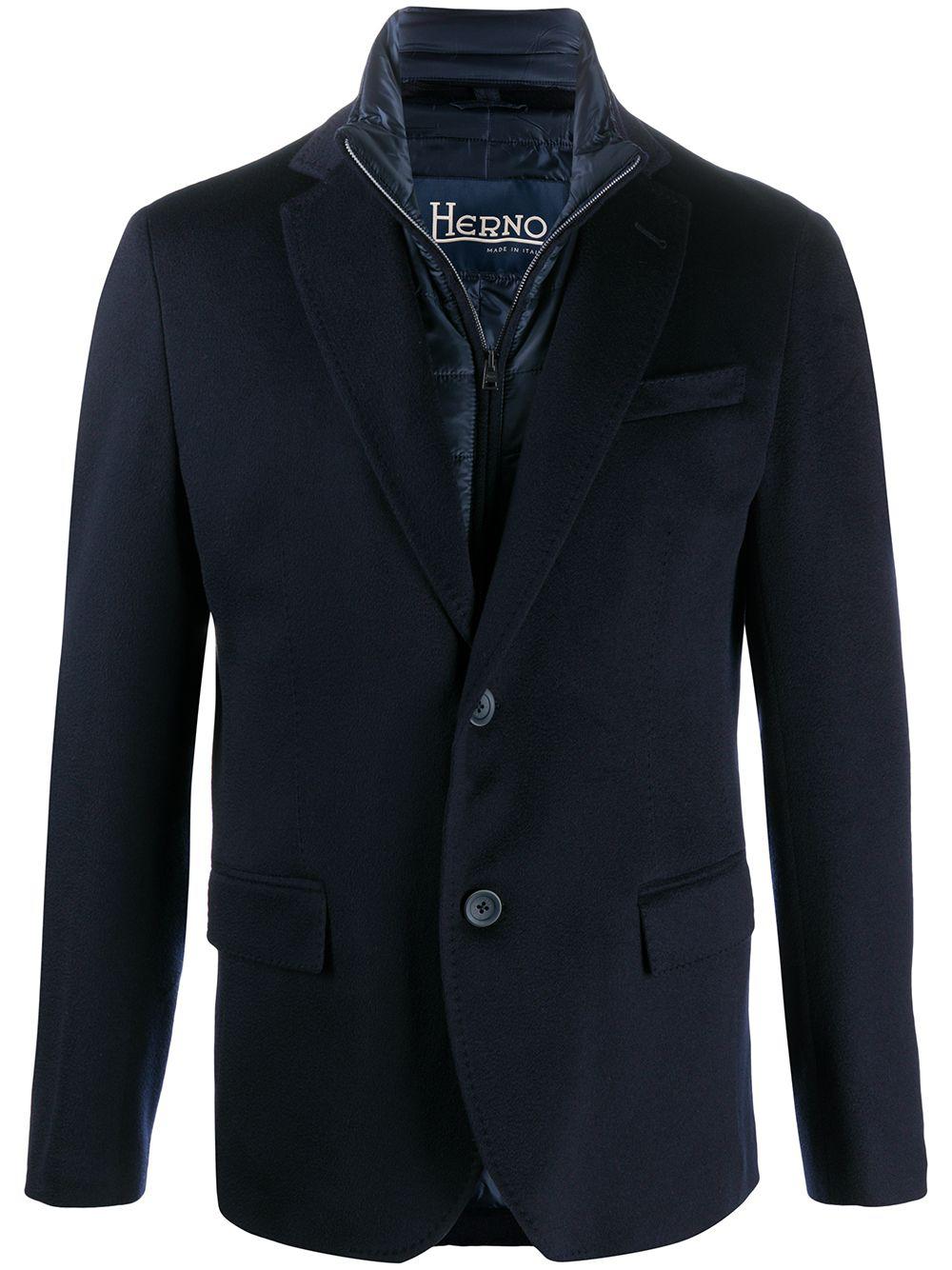 padded-detail single-breasted blazer by HERNO