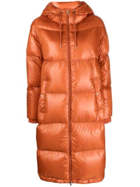 padded zip-up hoodied coat by HERNO