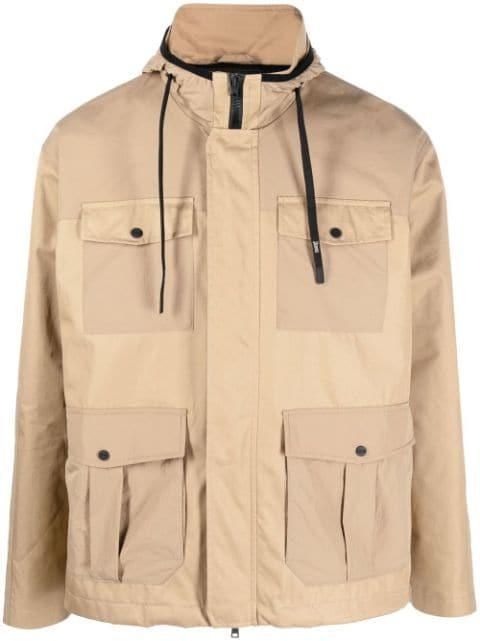 panelled hoodied field jacket by HERNO
