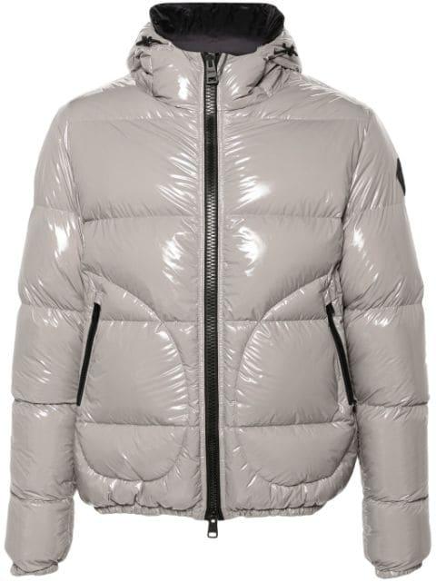 patent hoodied puffer jacket by HERNO
