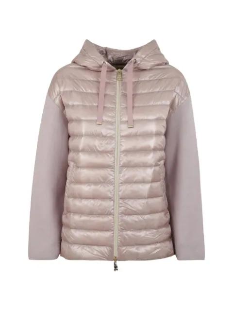 quilted-panel hoodied jacket by HERNO