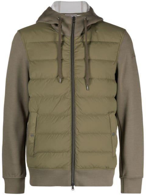 quilted-panel hoodied jacket by HERNO