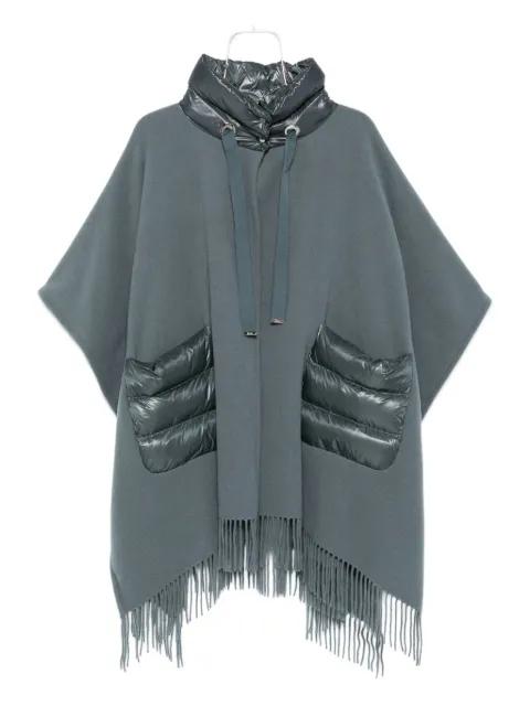 quilted-pocket fringed poncho by HERNO