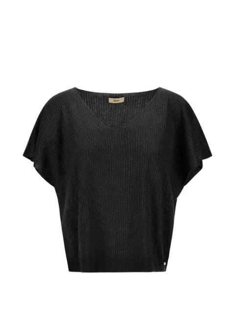 ribbed V-neck knit top by HERNO
