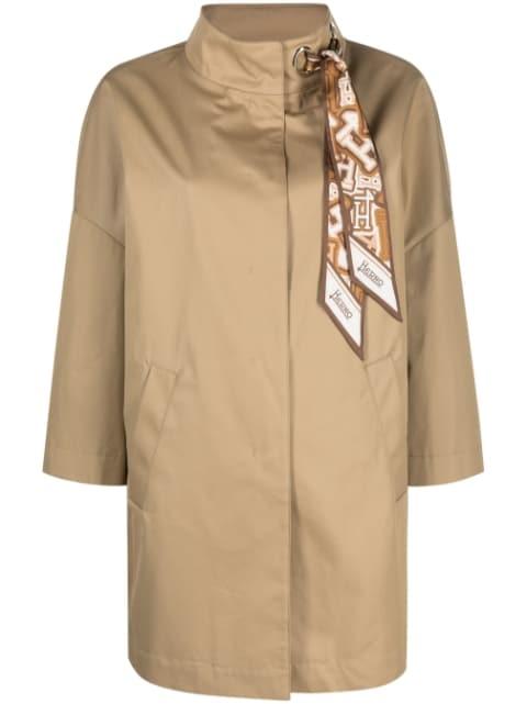 scarf-embellished parka coat by HERNO