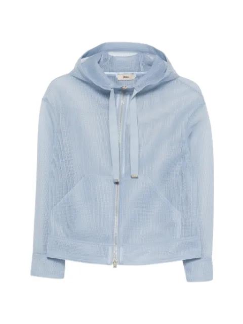 semi-sheer hoodied jacket by HERNO