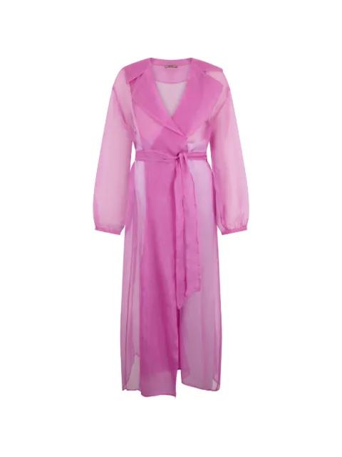 sheer belted double-breasted coat by HERNO