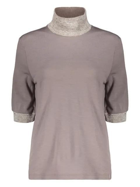 short-sleeve mock-neck top by HERNO