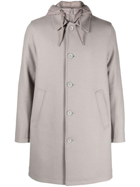 single-breasted hoodied coat by HERNO