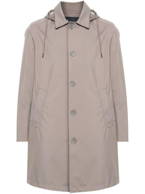 single-breasted hoodied coat by HERNO