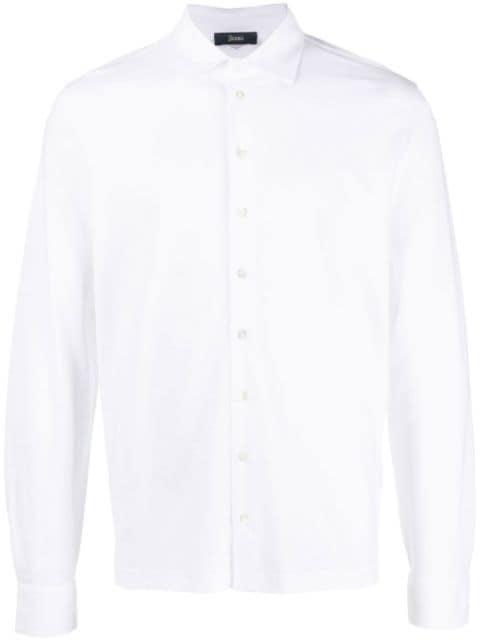 spread-collar cotton shirt by HERNO
