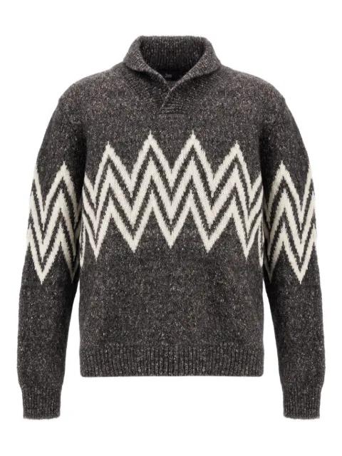 zigzag-pattern collared sweater by HERNO