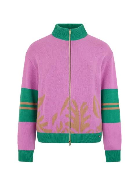 zip-up leaf-pattern cardigan by HERNO