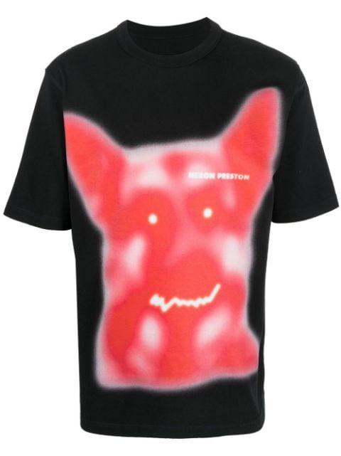 Beware of Dog-print T-shirt by HERON PRESTON