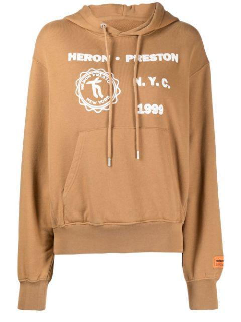 Medieval Heron-print cotton hoodie by HERON PRESTON