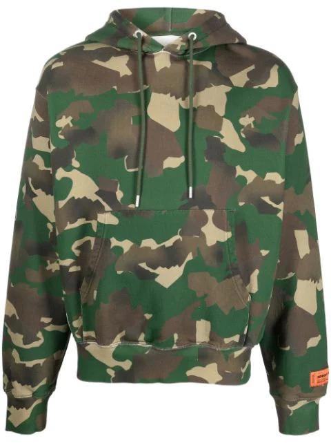 camouflage-pattern cotton hoodie by HERON PRESTON