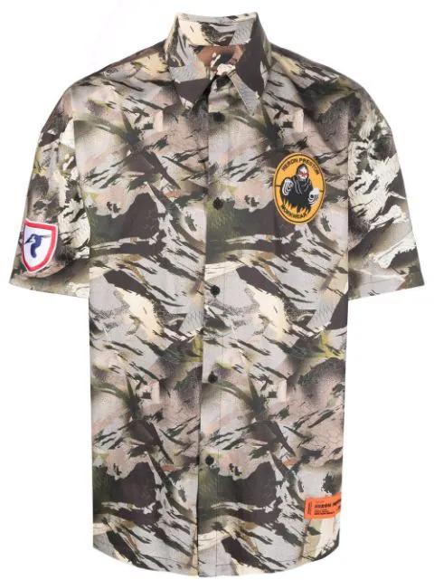 camouflage-print bowling shirt by HERON PRESTON