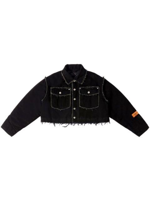distressed cropped denim jacket by HERON PRESTON