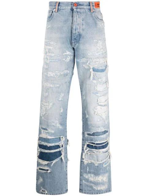 distressed effect jeans by HERON PRESTON