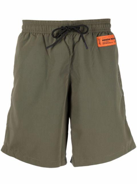 drawstring-waist logo-patch shorts by HERON PRESTON