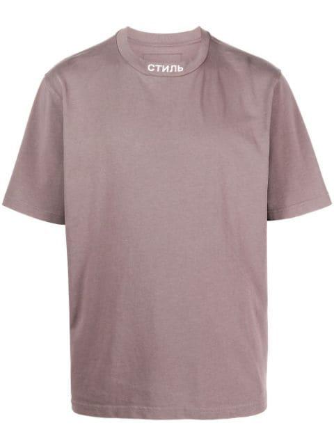 embroidered-logo crew neck T-shirt by HERON PRESTON
