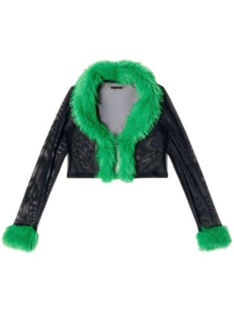 faux-fur mesh cardigan by HERON PRESTON