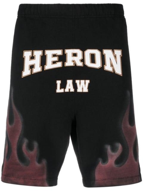 flame-print cotton shorts by HERON PRESTON