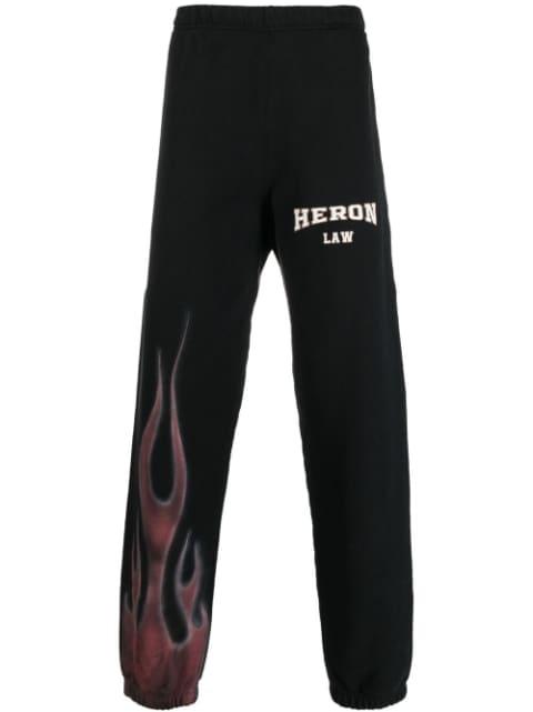 flame-print cotton track pants by HERON PRESTON