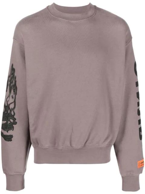 flaming skull sweatshirt by HERON PRESTON