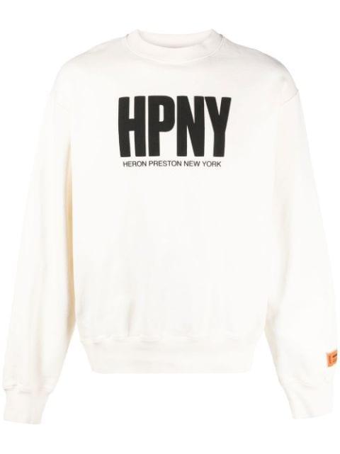 flocked logo cotton sweatshirt by HERON PRESTON
