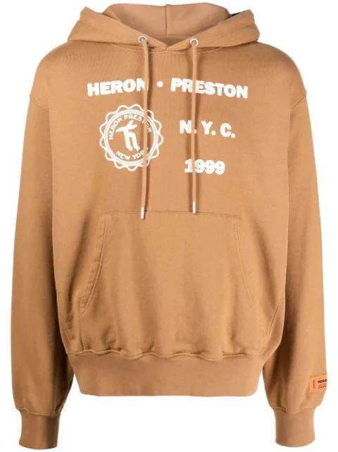 graphic-print cotton hoodie by HERON PRESTON