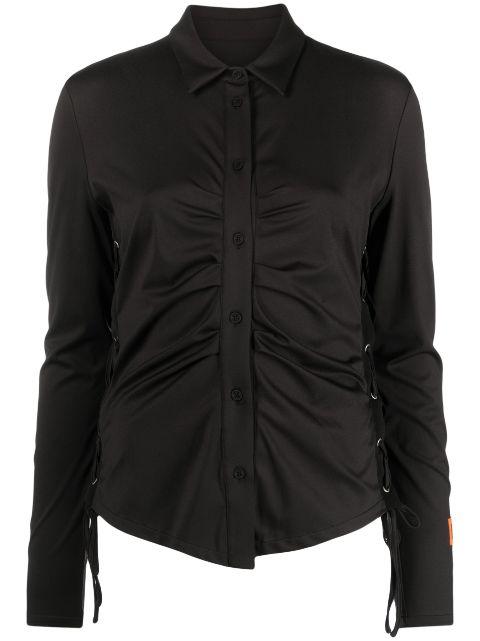 lace-up ruched shirt by HERON PRESTON