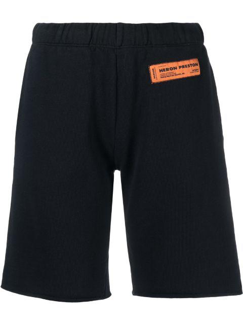 logo-patch organic-cotton knee-length shorts by HERON PRESTON