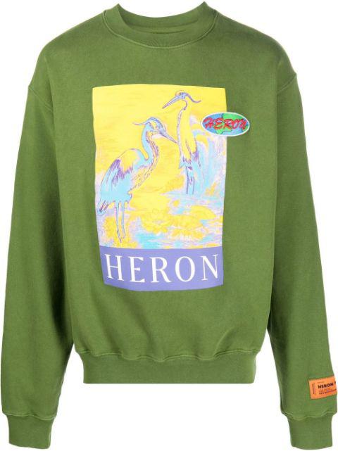 logo-print organic cotton sweatshirt by HERON PRESTON