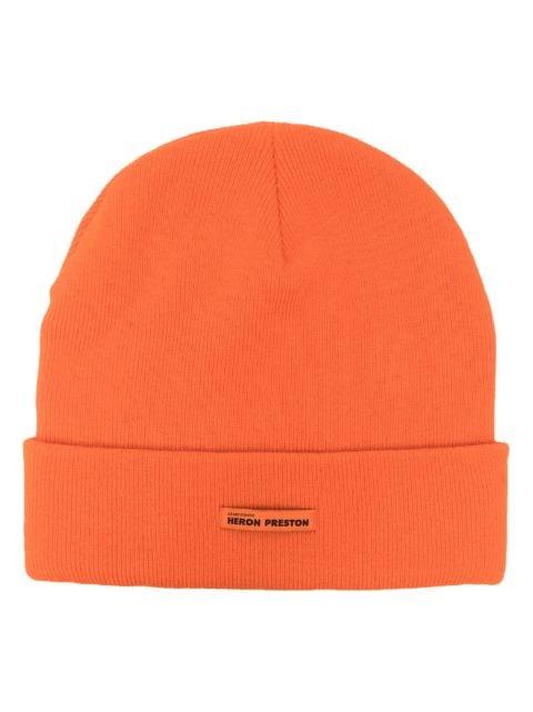 logo-tag wool beanie by HERON PRESTON
