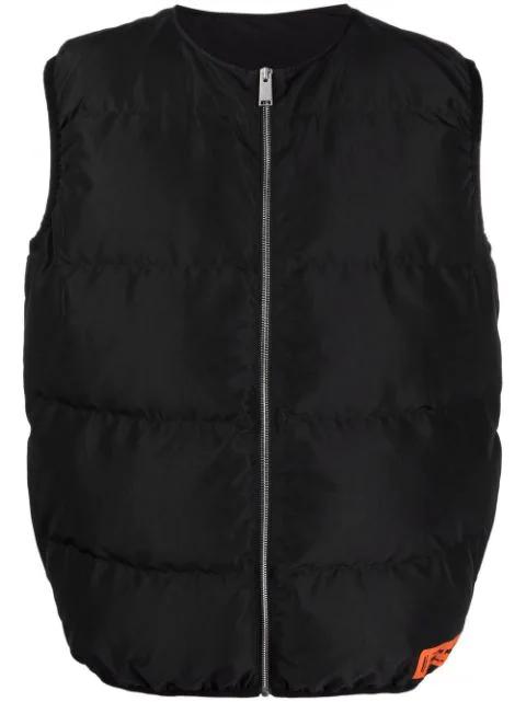 logo-tape padded gilet by HERON PRESTON