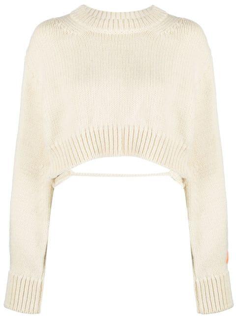 open-back cropped wool jumper by HERON PRESTON