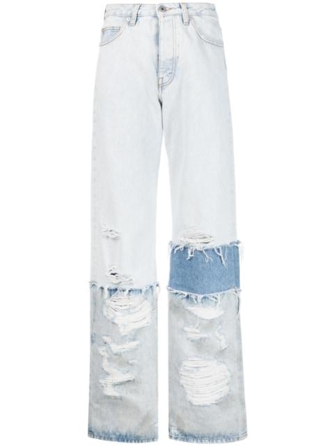 patchwork straight-leg jeans by HERON PRESTON