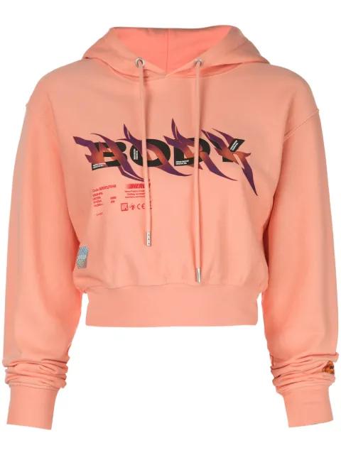 printed crop hoodie by HERON PRESTON