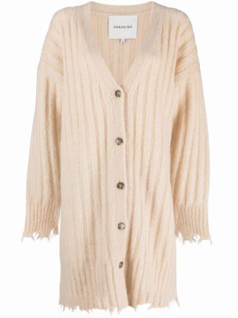 Base distressed ribbed cardi-coat by HERSKIND