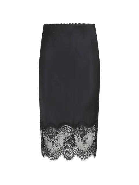lace-trim midi skirt by HERSKIND