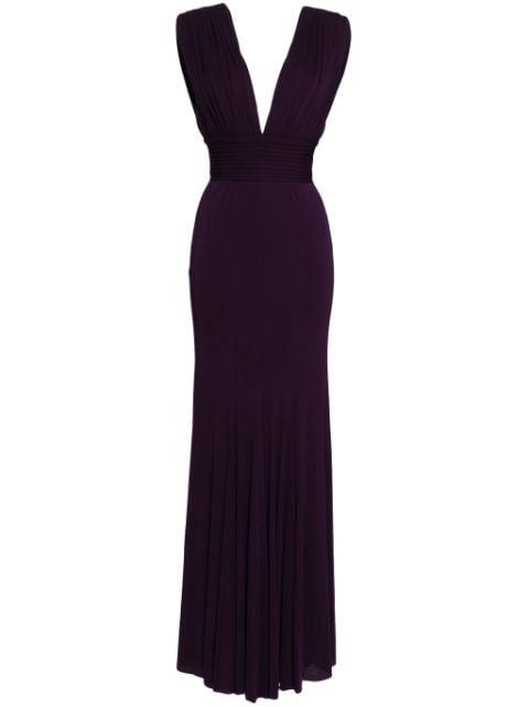 pleated fishtail gown by HERVE L. LEROUX