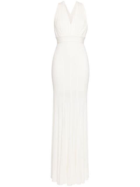 pleated fishtail gown by HERVE L. LEROUX