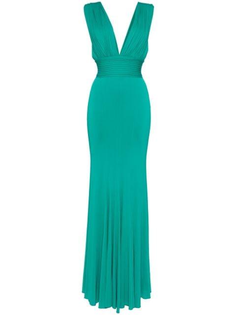 plunging v-neck gown by HERVE L. LEROUX
